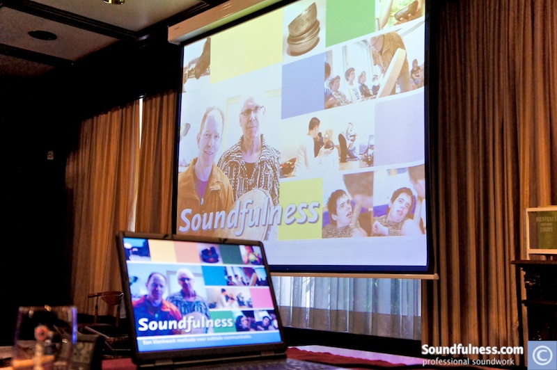Soundfulness title slide projected at a professional conference